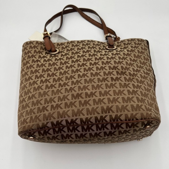 Michael Kors Brown And Tan Monogram Tote Purse - Picture 5 of 10